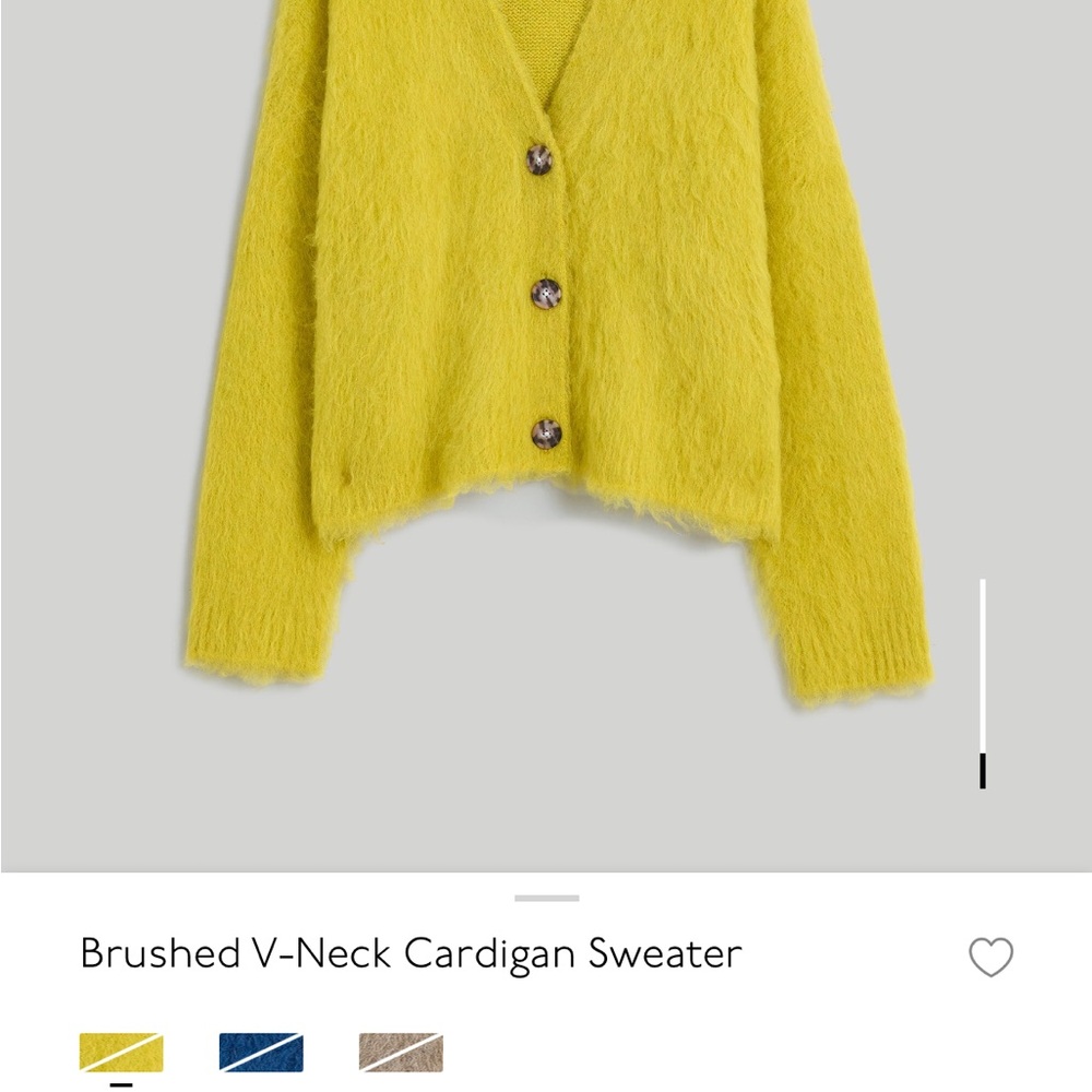 Madewell Yellow Brushed V-Neck Cardigan